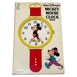 Walt Disneys Mickey Mouse Clock Working Hands Board Book‎ Vintage 1988